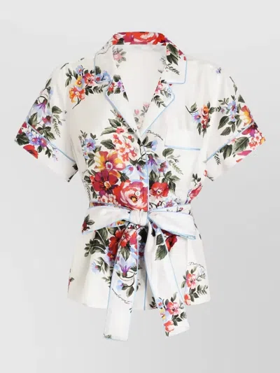 Dolce & Gabbana Vanity Floralprint Silk Twill Shirt In White In Multi