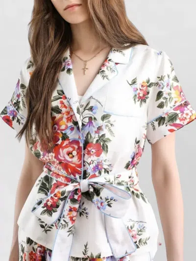 Dolce & Gabbana Vanity Floralprint Silk Twill Shirt In White In Multi