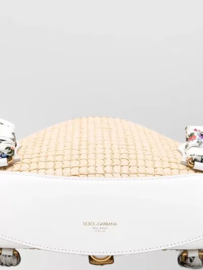 Dolce & Gabbana Borsa A Spalla Coffa Capri In Rafia Con Stampa Floreale Dolce E Gabbana