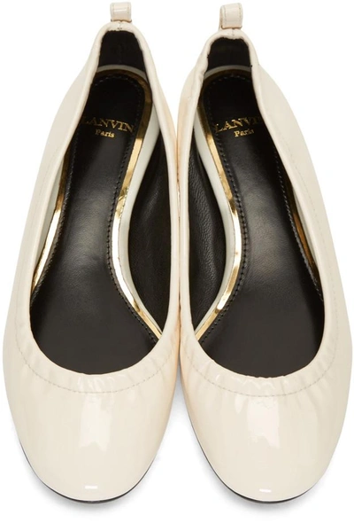 Shop Lanvin Ivory Patent Leather Classic Ballerina Flats