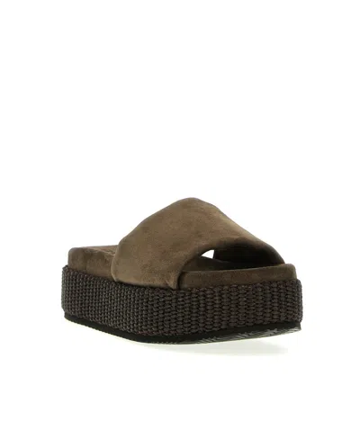 Brunello Cucinelli Woman Sandals Charcoal Size 8 Leather In Black