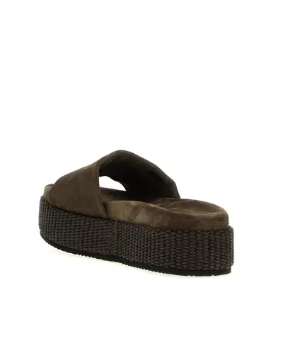 Brunello Cucinelli Woman Sandals Charcoal Size 8 Leather In Black