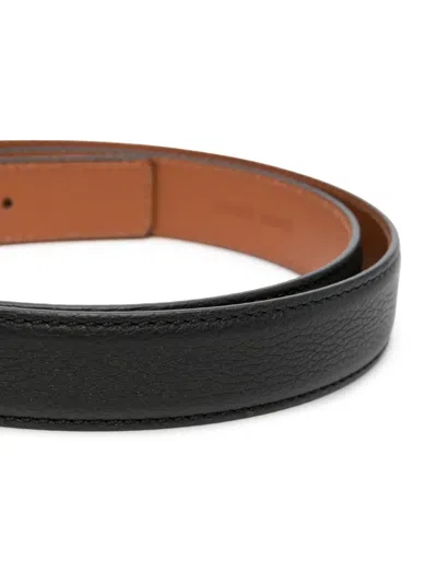 Santoni Leather Belt In Black