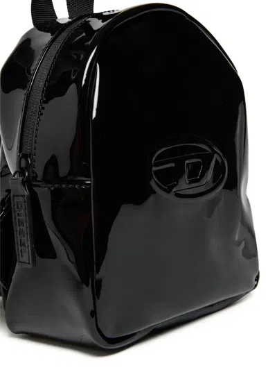 Diesel Debossed-logo Backpack In Black