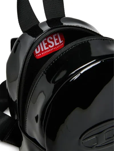 Diesel Debossed-logo Backpack In Black
