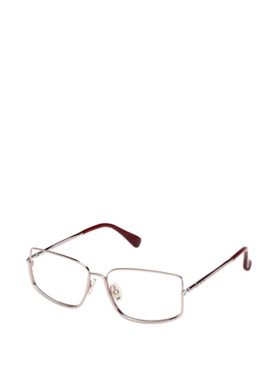 Max Mara Eyewear Rectangle Frame Glasses In Silver