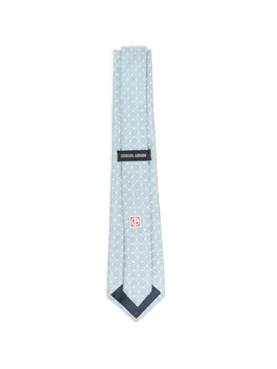 Giorgio Armani Slim Patterned Tie Featuring Pointed Tip In Blue
