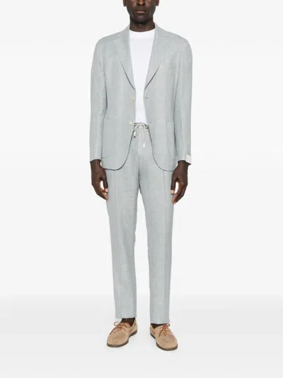 Eleventy Notched-lapel Single-breasted Suit In Blue