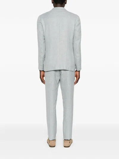 Eleventy Notched-lapel Single-breasted Suit In Blue