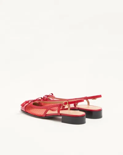 Valentino Garavani Valet Du Roi Slingback Ballerina In Mesh And Kidskin 25mm Woman Rouge Pur 41 In Red