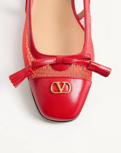 Valentino Garavani Valet Du Roi Slingback Ballerina In Mesh And Kidskin 25mm Woman Rouge Pur 41 In Red