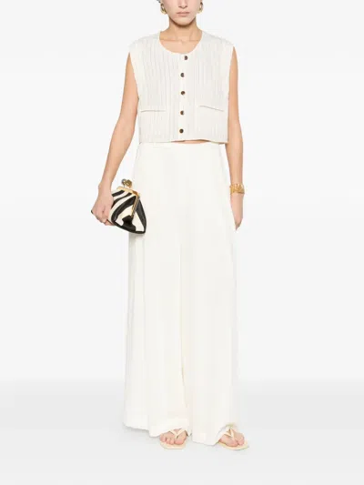 Eleh Pinstripe Button Jacket In White