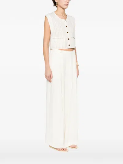 Eleh Pinstripe Button Jacket In White