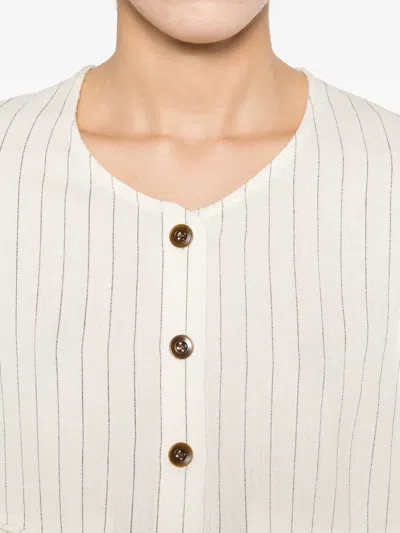 Eleh Pinstripe Button Jacket In White