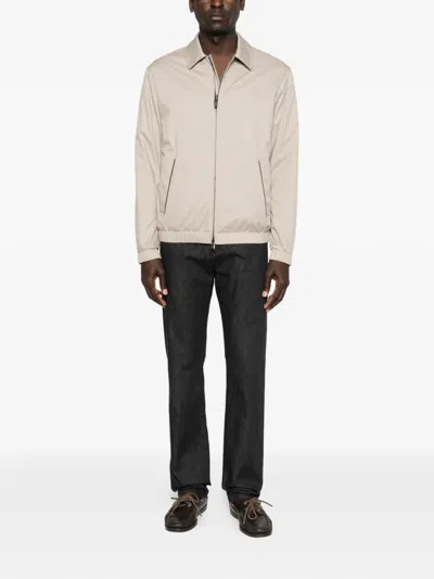 Canali Zip-up Jacket In Neutral