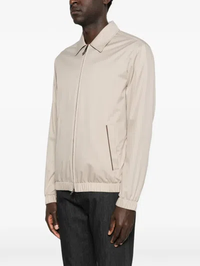 Canali Zip-up Jacket In Neutral