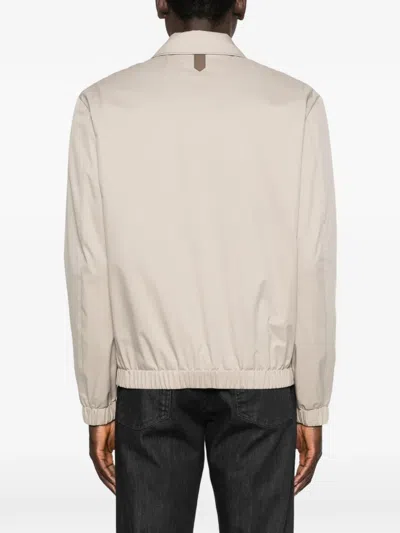 Canali Zip-up Jacket In Neutral