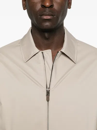Canali Zip-up Jacket In Neutral