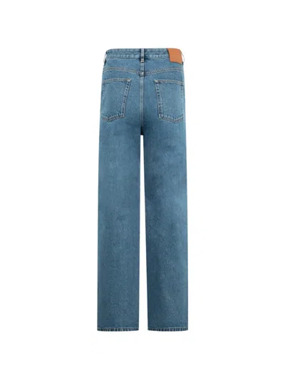 Loewe Denim Trousers Belt Loops Embroidered Back Pockets In Blue