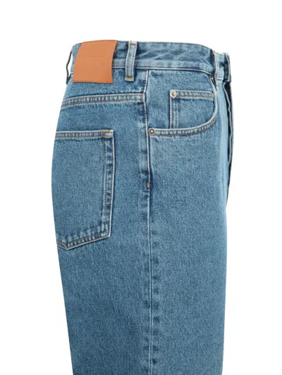 Loewe Denim Trousers Belt Loops Embroidered Back Pockets In Blue