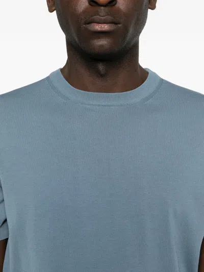 Canali T-shirt Vert Et Blanc En Polycoton In Green