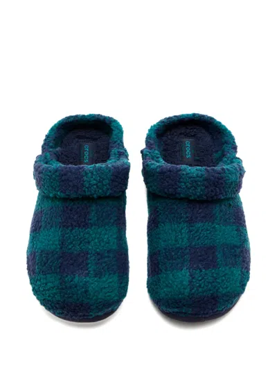 Crocs Checked Slippers In Blue