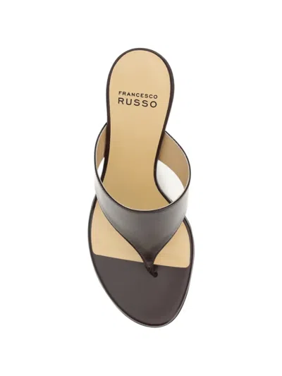Francesco Russo Stiletto Heel Thong Thong Sandal In Brown
