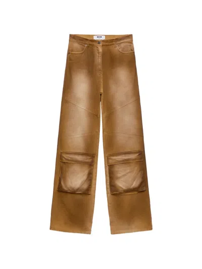 Msgm Flap-pocket Trousers In Brown