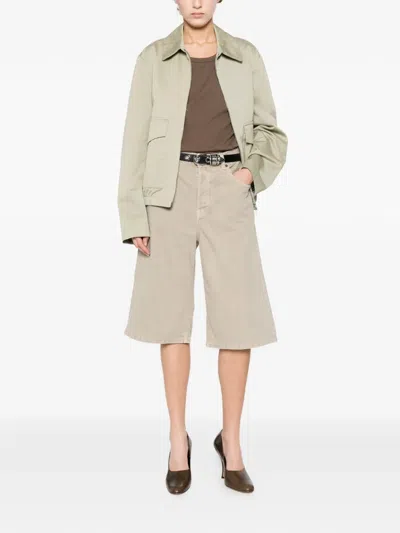 Haikure Button Bermuda Shorts In Brown