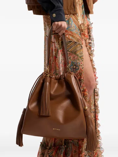 Etro Leather Charm In Brown