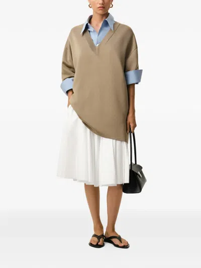 Ami Alexandre Mattiussi Ami Paris Ami Paris Cotton Midi Corolla Skirt In White