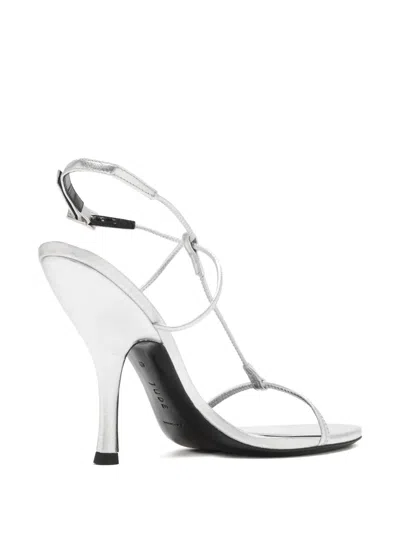 Jude Silver Mixer Leather Sandals In Silver