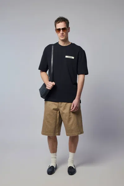 Jacquemus Minimalist Black Short-sleeve Cotton T-shirt With Patch Detail