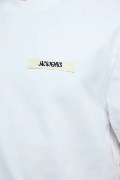 Jacquemus Le T-shirt Gros Grain White T-shirt With Logo Patch On The Front In Cotton Man In White