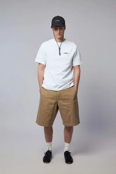 Jacquemus Le T-shirt Gros Grain White T-shirt With Logo Patch On The Front In Cotton Man In White