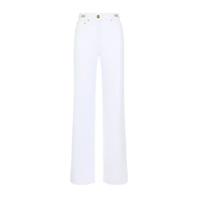 Versace Straight Leg Denim Trousers With Pockets And Loops In White