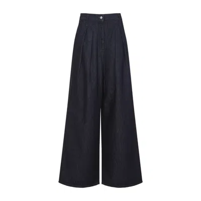 Dries Van Noten Indigo High-waisted Wide-leg Jeans With Exaggerated Length In Blue