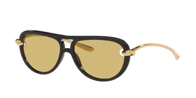 Bottega Veneta Bv1418s Signature Icons 001 Black Gold Yellow Sunglasses In Multi
