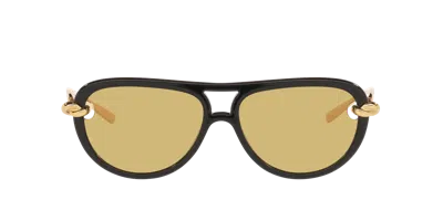 Bottega Veneta Bv1418s Signature Icons 001 Black Gold Yellow Sunglasses In Multi