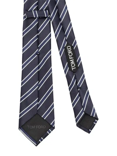Tom Ford Regimental Tie Striped Pattern Slim Shape In Black