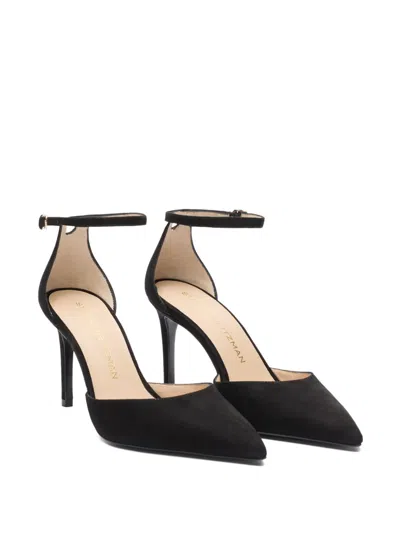 Stuart Weitzman 85mm Ankle-strap Pointed Pumps In Black