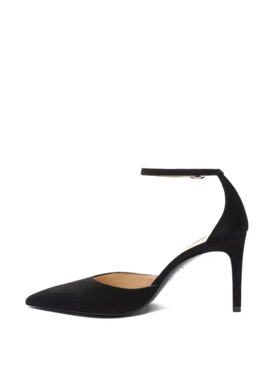 Stuart Weitzman 85mm Ankle-strap Pointed Pumps In Black