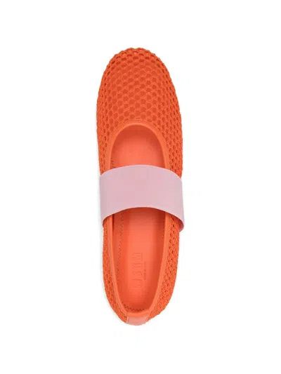 Msgm Net Strap Ballet Flats In Orange