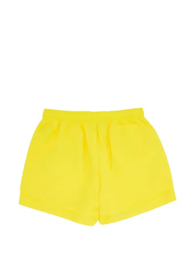 Sp5der Yellow Og Web Double Layer Shorts In Yellow