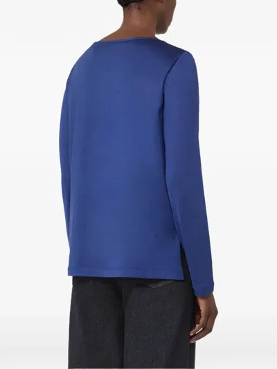 Max Mara Long-sleeved T-shirt In Blue