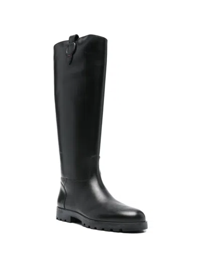 Santoni Leather Boots In Black