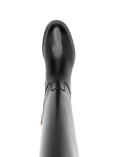Santoni Leather Boots In Black
