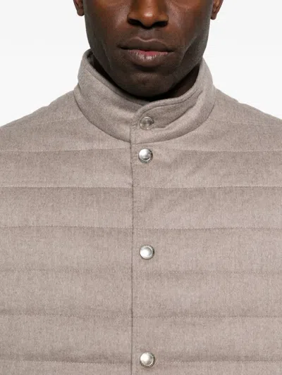 Brunello Cucinelli Buttoned Padded Coat In Multi