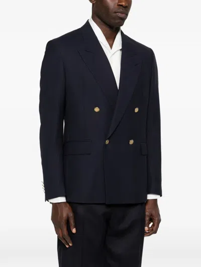Lardini Double-breasted Button Jacket In Blue