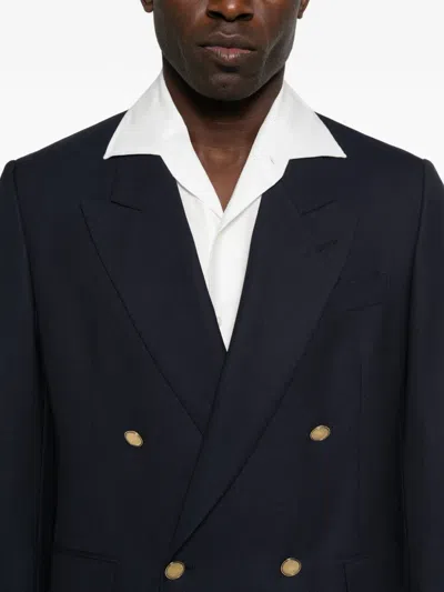 Lardini Double-breasted Button Jacket In Blue